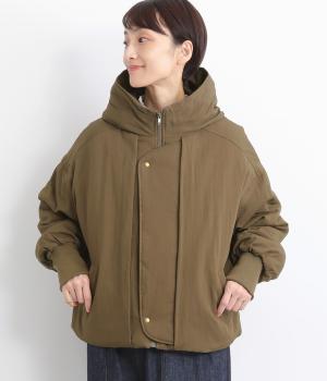 レーヨンナイロンツイル中綿袖リブフード風ブルゾン