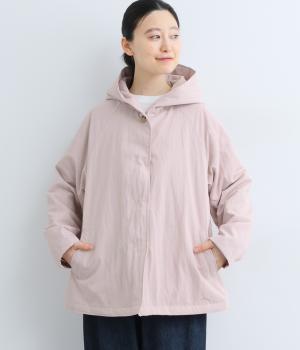 レーヨンナイロンフード付きショートコート