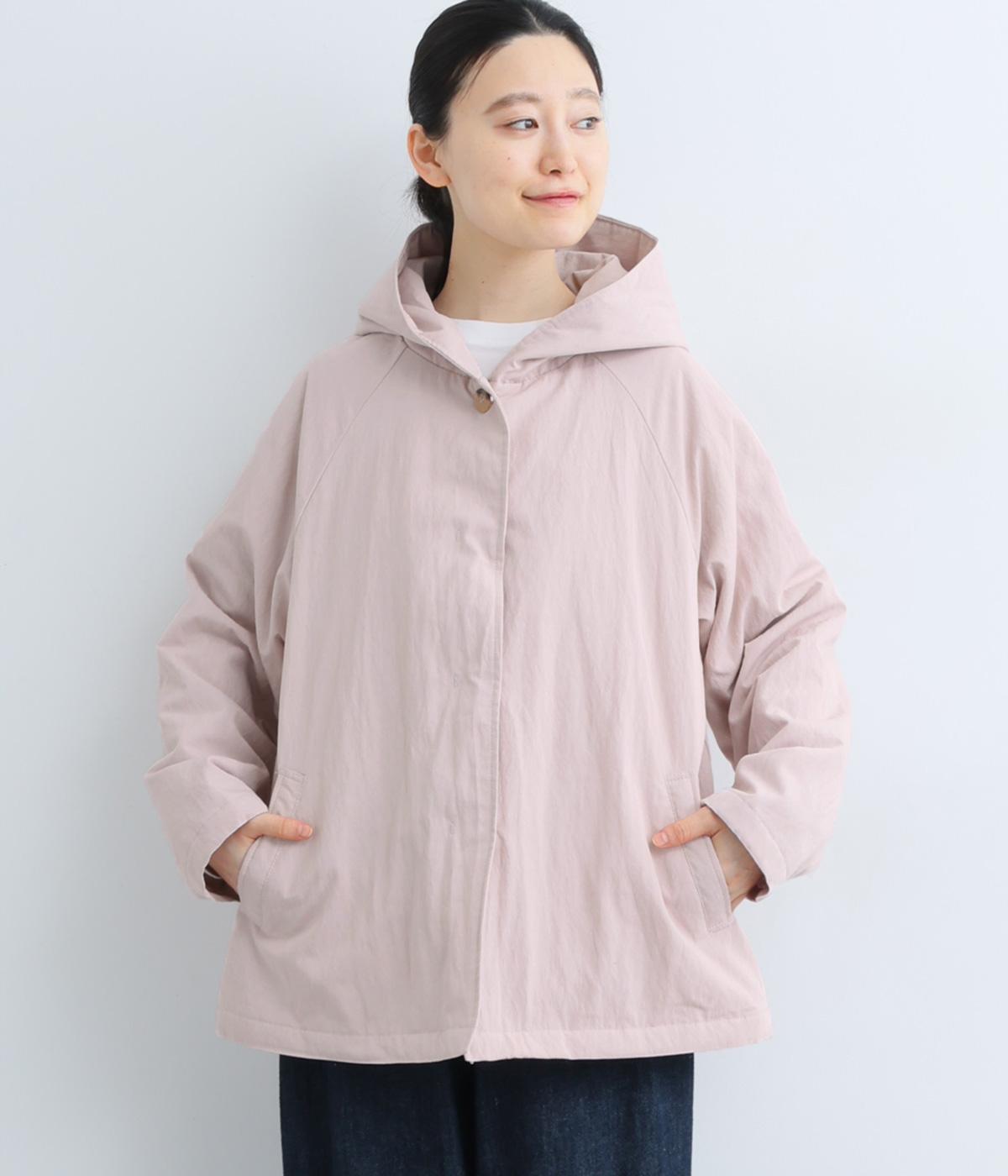 レーヨンナイロンフード付きショートコート(ピンク-F)