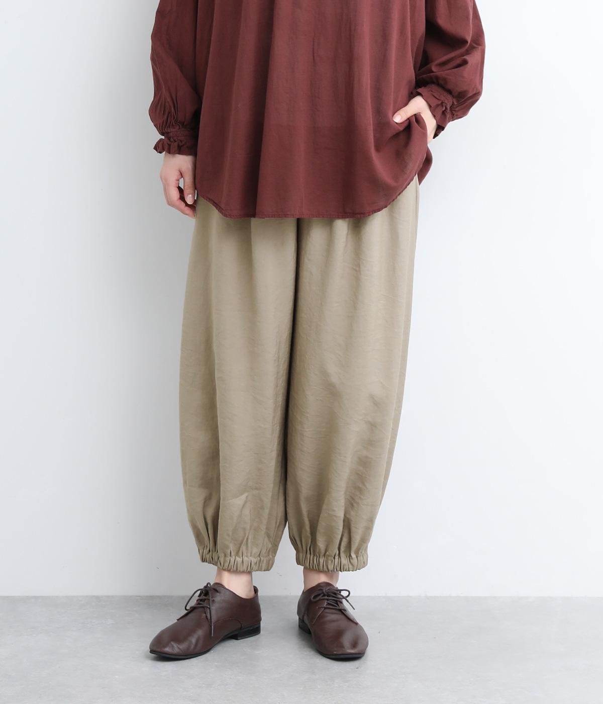 ポリレーヨンナイロン裾ゴムイージーパンツ(グレーベージュ-ONESIZE)