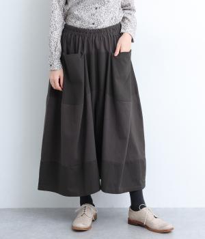 ベビーオンスコットン布帛切替ワイドパンツ(チャコール-F)