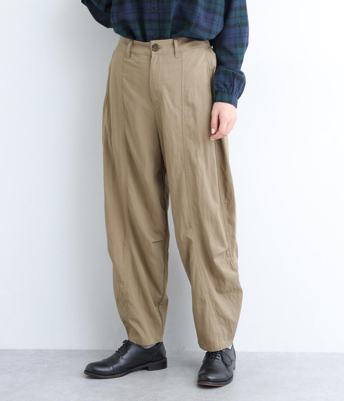 レーヨンナイロンツイル縦切替パンツ(グレイベージュ-F)