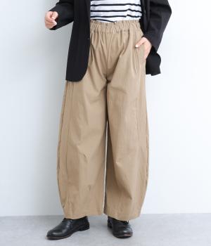コットンナイロンサイド切替ワイドパンツ