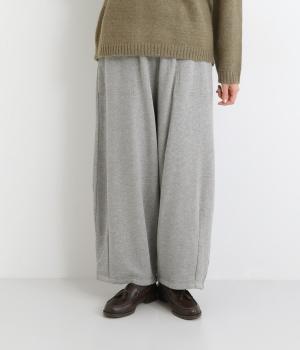 スラブメランジ裏毛裾タックイージーパンツ