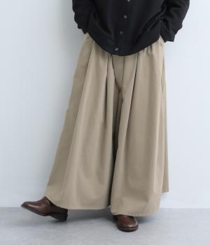 コットンツイルピーチ起毛キュロットパンツ(グレーベージュ-F)