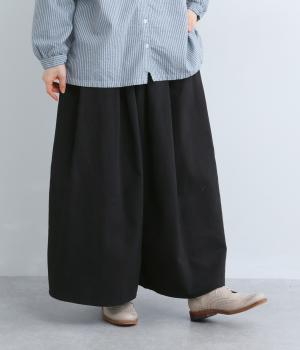 コットンツイルピーチ起毛キュロットパンツ(ブラック-F)