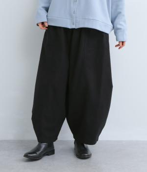 コットンツイルピーチ起毛ワイドパンツ(ブラック-F)