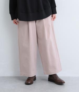 コットンピーチ起毛加工ワイドストレートパンツ(ライトピンク-F)