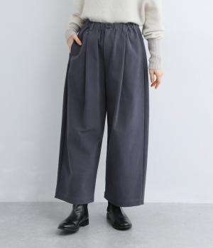 コットンピーチ起毛加工ワイドストレートパンツ(ネイビー-F)