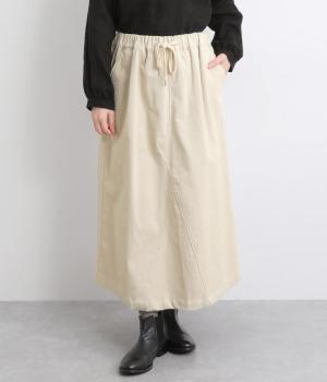 コーデュロイ切替スカート(ライトベージュ-F)