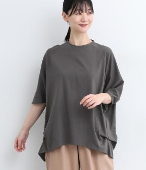 コットン天竺ボイルラグランタックプルオーバー(チャコール-ONESIZE)