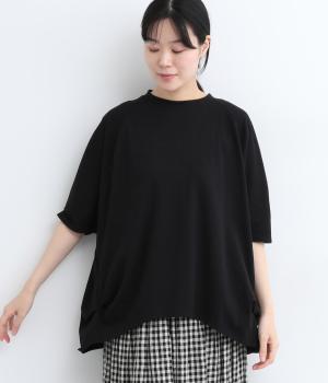 コットン天竺ボイルラグランタックプルオーバー(ブラック-ONESIZE)