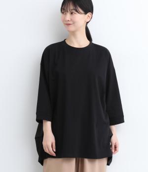 コットン天竺ボイル布帛切替背面タックプルオーバー(ブラック-ONESIZE)