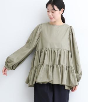 コットンボイルティアードボリュームブラウス