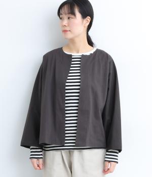 ベビーオンスコットン布帛切替カーディガン