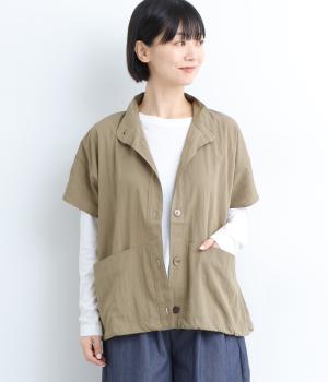 レーヨンナイロンツイルショールネック前開きベスト