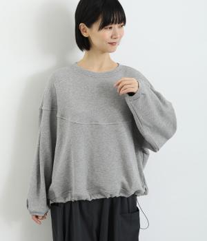 スラブメランジ裏毛ラウンド切替裾絞りプルオーバー(トップグレイ-F)
