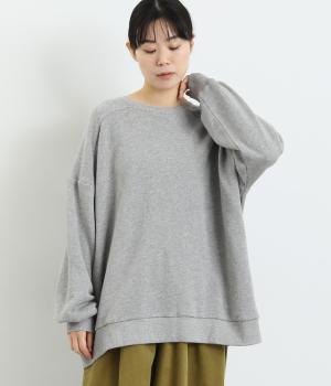 スラブメランジ裏毛袖裾リブボックスプルオーバー(トップグレイ-F)