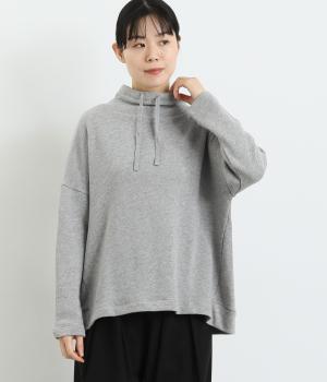 スラブメランジ毛ひも付きタートルネックプルオーバー