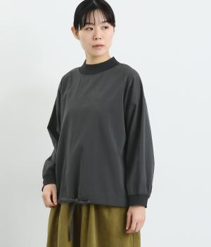 コットンレーヨン起毛ツイルバイオリブ襟裾絞りプルオーバー