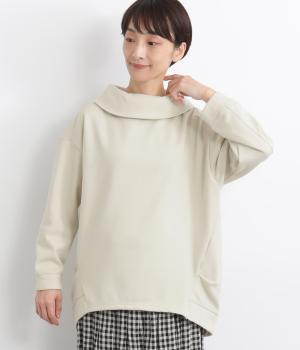 ベロア裏毛ロールネックチュニック(ライトベージュ-F)