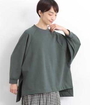 ベロア裏毛ラグラン前後差プルオーバー