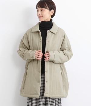 レーヨンナイロンツイル中綿シャツチュニック(ライトベージュ-F)