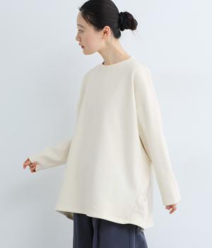 ベロア裏毛コットンツイルカットソー(ライトベージュ-F)