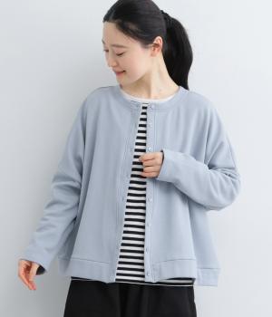 ベロア裏毛カーディガン(ライトブルー-F)