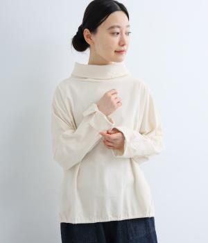 コットンツイルピーチ起毛ブラウス(ライトベージュ-F)