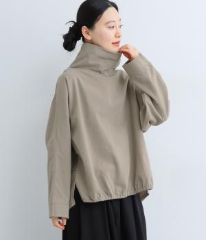 コットンツイルピーチ起毛ブラウス(グレーベージュ-F)