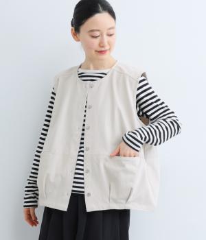 コットンピーチ起毛加工タックベスト