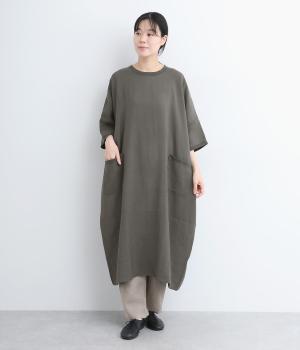 ポリレーヨンナイロンポケ付きボックスワンピース