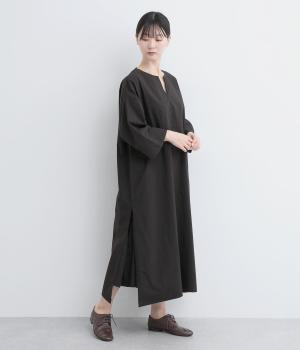 コットンサイドタックかぶりワンピース(ブラック-ONESIZE)