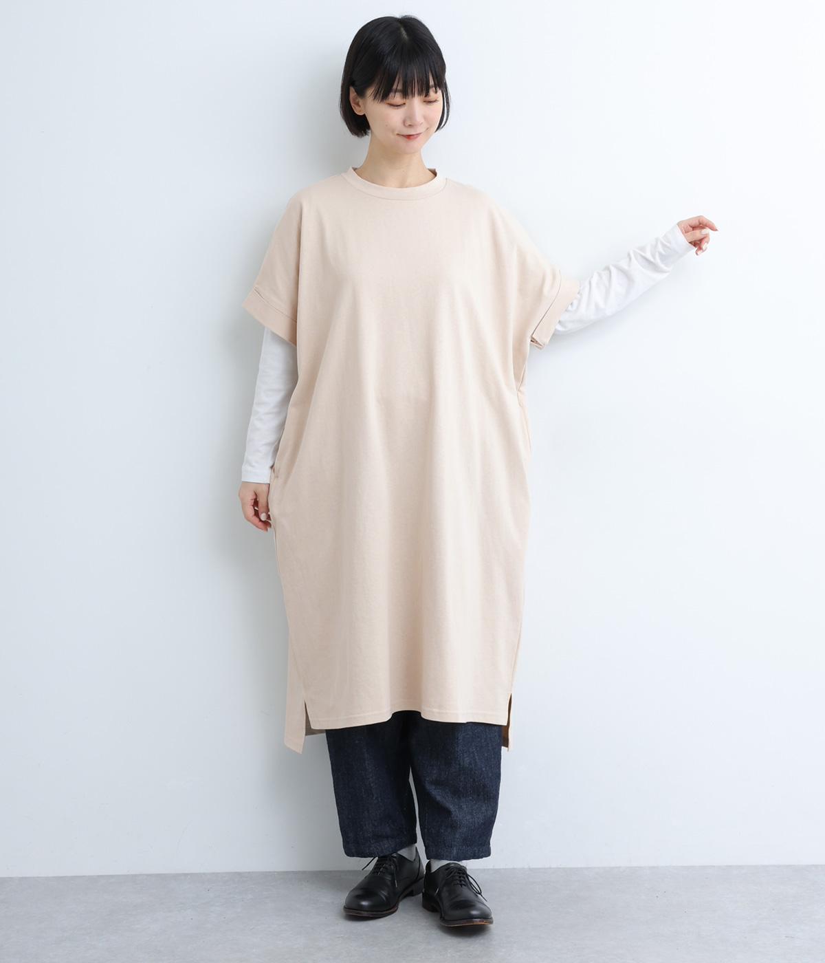 ベビーオンスコットンボックスワイドワンピース(ライトベージュ-F)