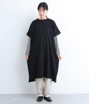 ベビーオンスコットンボックスワイドワンピース(ブラック-F)