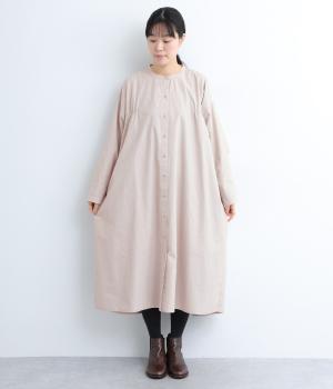 40コットンバイオギャザー前開きワンピース