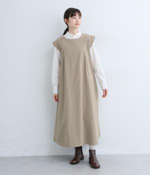 コットンツイルピーチ起毛ワンピース(グレーベージュ-F)