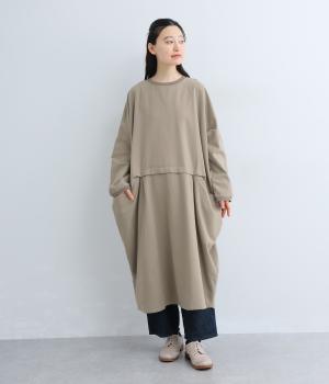 コットンツイルピーチ起毛リブワンピース