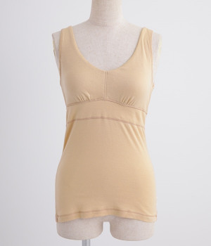 シンプルシリーズ　カップ付タンクトップ(モカベージュ-M)