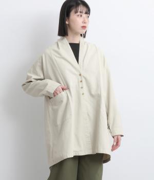 ラウンドネック コットンライトキャンバスコート(アイボリー-F)