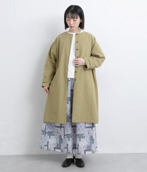 Vネック コットンライトキャンバスコート(ベージュ-F)