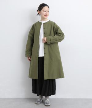 Vネック コットンライトキャンバスコート(カーキ-F)