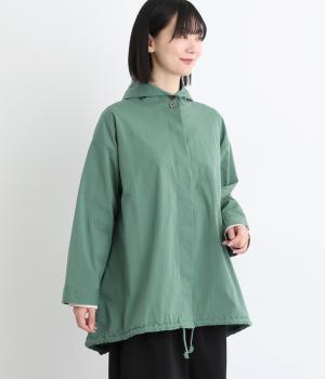 コットンナイロンツイルストレッチコート(グリーン-F)