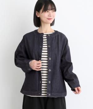 10ozコットン甘織デニム・ヒッコリージャケット(ネイビー-F)