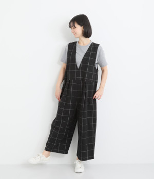 コットンリネン平織　サロペットパンツ