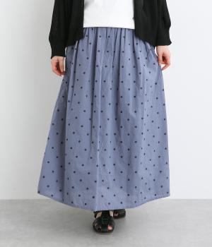 コットンローン総柄刺繍ドット柄日本製品染スカート（SUN VALLEY