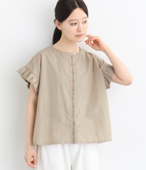 コットンシャンブレー刺繍入りブラウス