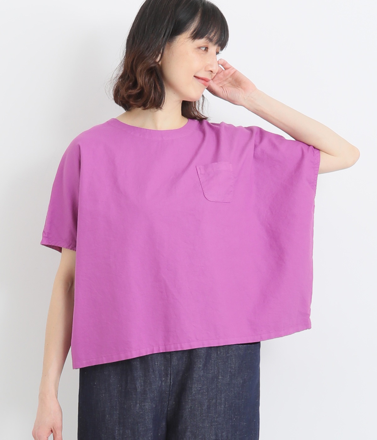 オックス日本製品染めドルマンワイドプルオーバー(パープル-ONESIZE)
