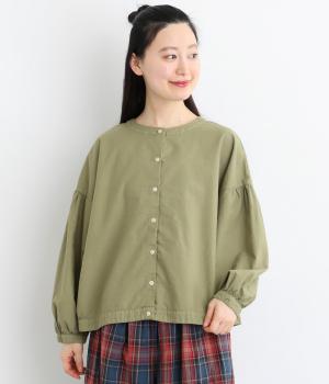 オックス日本製品染2way9分袖ブラウス(ソフトカーキ-F)